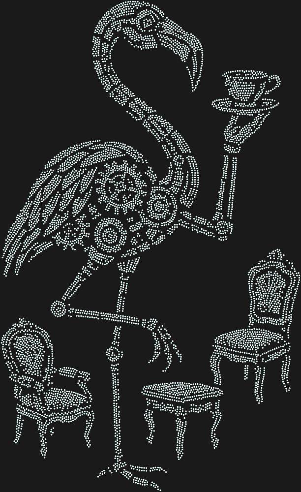 Трафарет Чаепитие механического фламинго — RHT_FLAMINGO2_SS12_CRYSTAL_AB_DMC