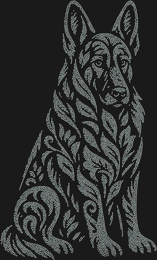 Трафарет German Shepherd — RHT_SHEPHERD1_SS6_CRYSTAL_AB_DMC