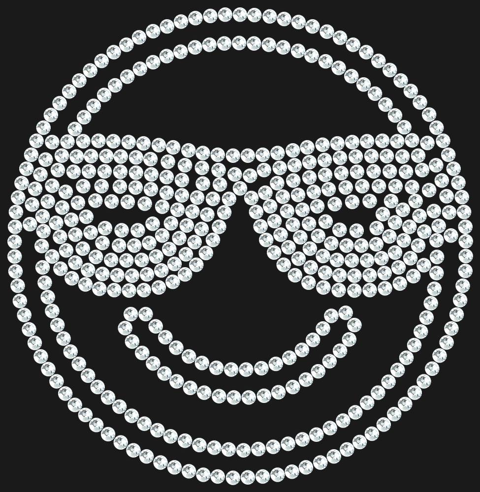Трафарет Smiling face with sunglasses — RHT_SMILE3_SS10_CRYSTAL_CLEAR