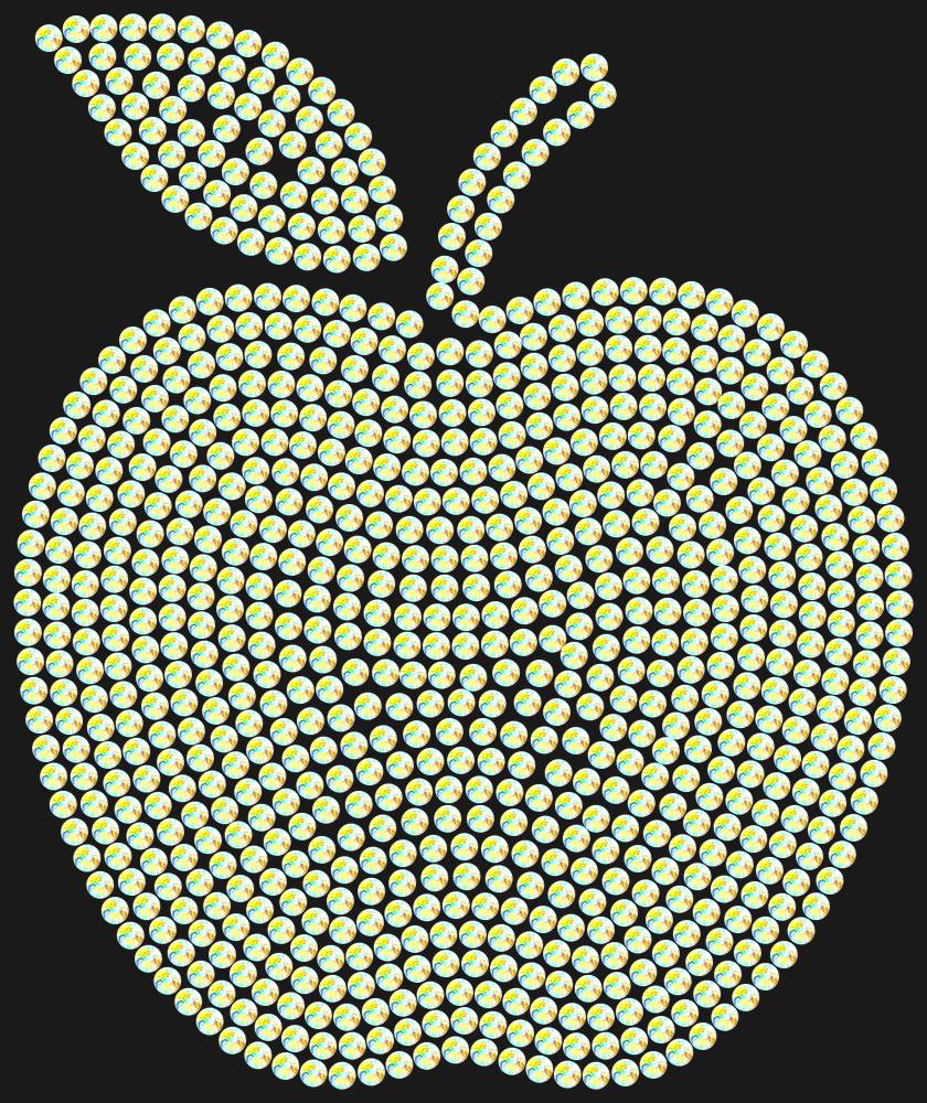 Трафарет Apple with a leaf (solid color) — RHT_APPLE1_SS16_CRYSTAL_AB