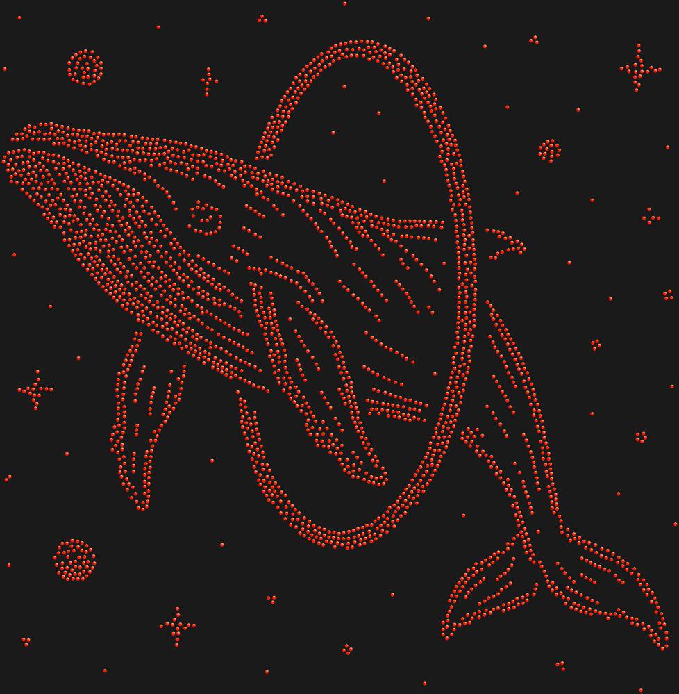 Трафарет Кит, прыгающий в обруч в космосе — RHT_WHALE1_SS10_LT_SIAM