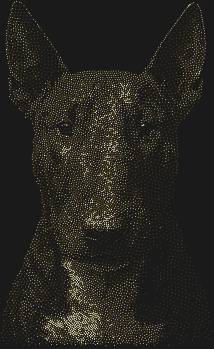 Бультерьер – 6952 стразы оживят ваш мир дерзким взглядом, пленяя своим игривым нравом и безграничной преданностью, застывшей в блеске каждой грани.