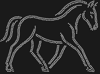 Трафарет из страз «Лошадь» – 890 сияющих искорок, что запляшут на ткани грациозным галопом, воссоздавая мощь и свободу движения.