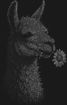 Трафарет из страз «Лама, жующая цветок» – это всплеск нежности и юмора, где 8365 искрящихся страз создают образ, который подарит улыбку и вдохновение.