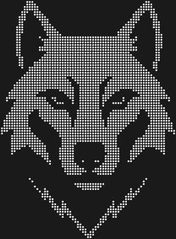 Взгляните на мощь и грацию «Головы волка анфас»: 2527 сияющих страз ловят свет, создавая магический образ, что заворожит каждого.