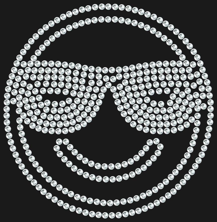 Трафарет Smiling face with sunglasses — RHT_SMILE3_SS6_CRYSTAL_CLEAR