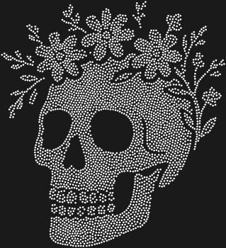 Рисунок из страз по номерам «Череп с венком из полевых цветов» с 3480 сияющими стразами — это тайна, нежность и вызов, застывшие в блеске.