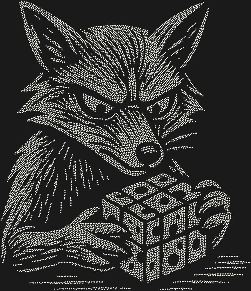 Трафарет Лиса, собирающая кубик рубика (высокое разрешение) — RHT_FOXCUBE2_SS20_CRYSTAL_AB