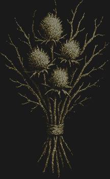 Чертополох из 7688 сверкающих страз — это символ стойкости и гордости, расцветающий на вашем изделии мистическим сиянием.