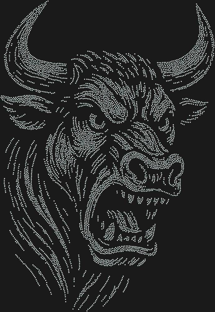 Трафарет Разъяренный бык (большое разрешение) — RHT_BULL3_SS12_CRYSTAL_AB_DMC