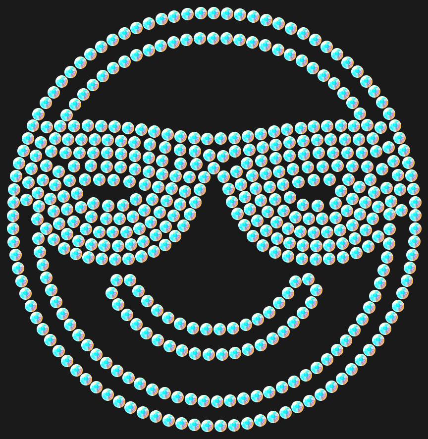 Трафарет Smiling face with sunglasses — RHT_SMILE3_SS6_CRYSTAL_AB_DMC