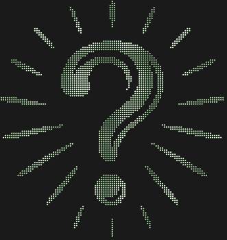 Знак вопроса, искрящийся 1876 стразами, манит своей загадкой, словно мерцающий символ неразгаданных тайн.