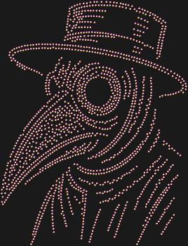 Rhinestone pattern "Plague Doctor Mask." 1653 rhinestones. An atmospheric image for those who find beauty in the shadows of history and are not afraid to stand out with a mystical undertone.