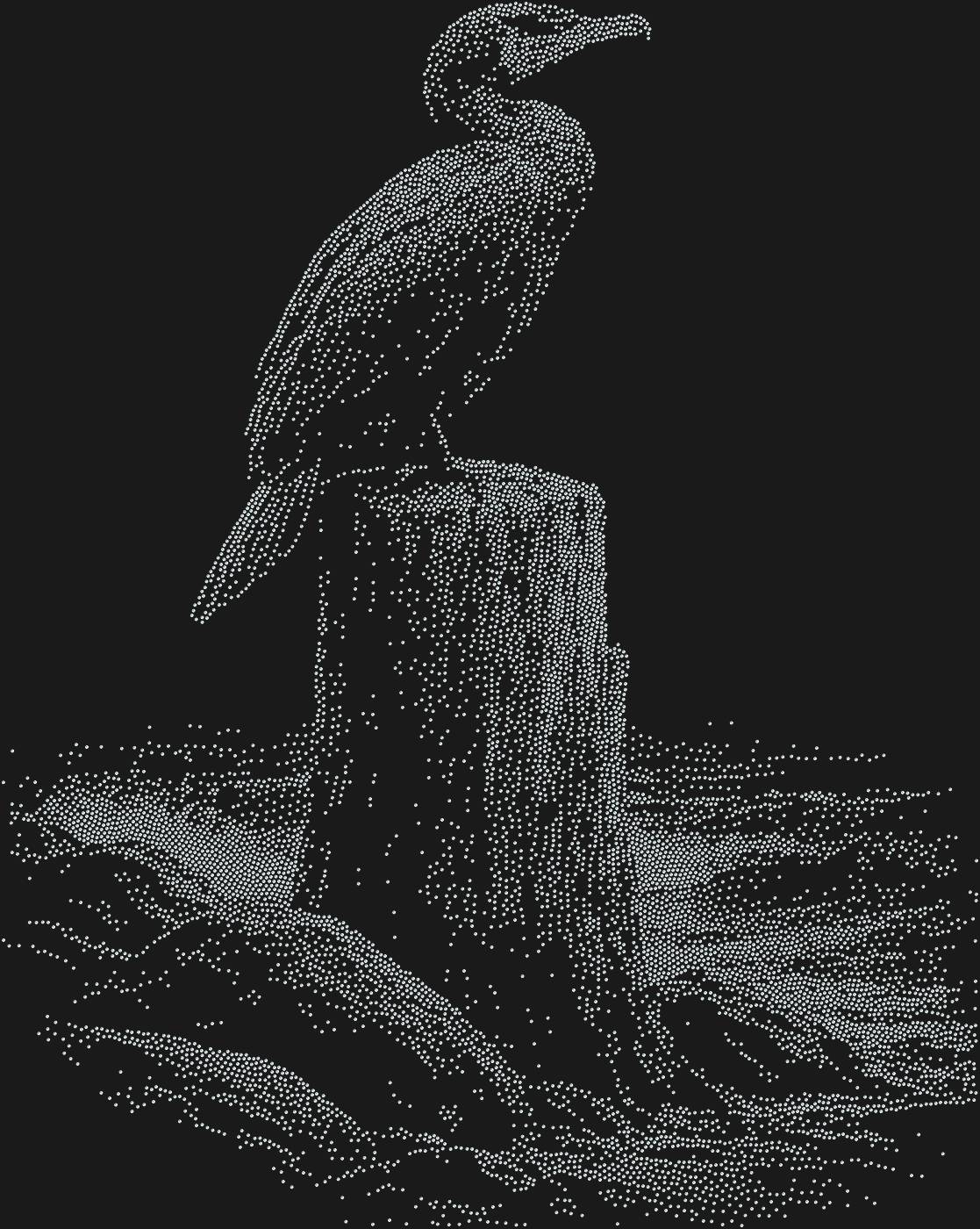 Трафарет Баклан на бревне на берегу моря — CORMORANTLOG1