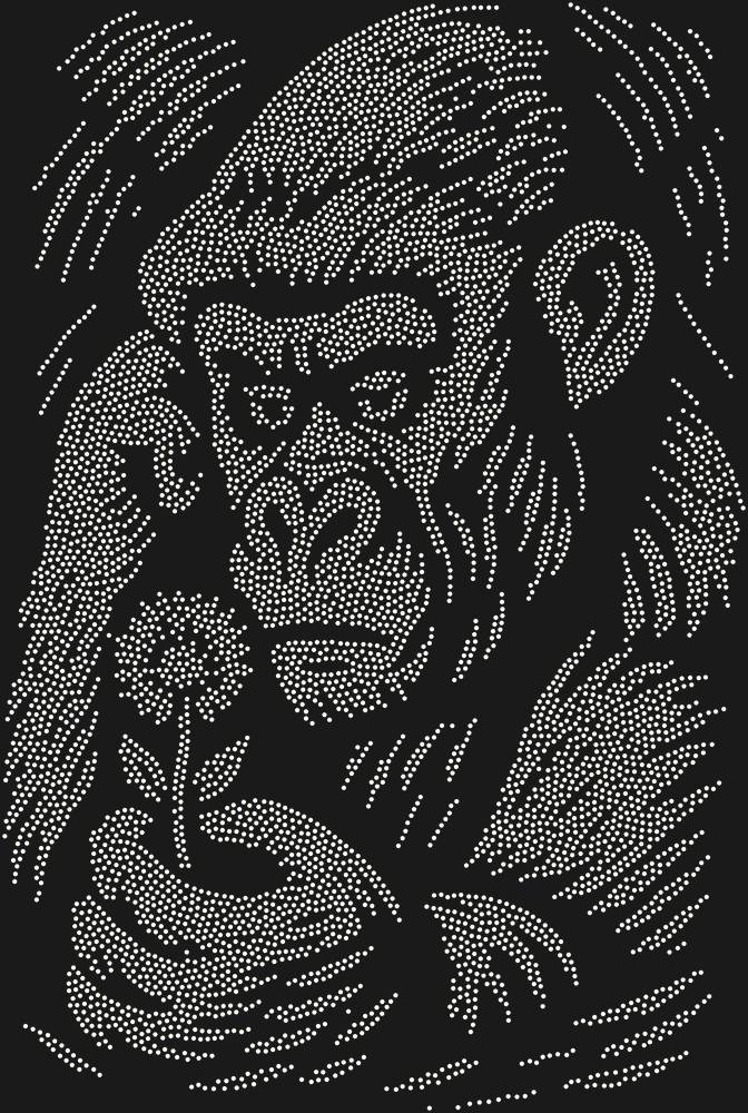 Трафарет Горилла и цветок — RHT_GORILLA1_SS5_CRYSTAL_AB