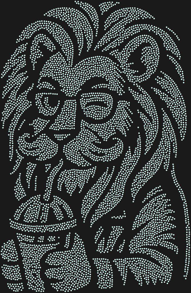 Трафарет Лев-хипстер — RHT_LIONHIPSTER1_SS5_CRYSTAL_AB_DMC