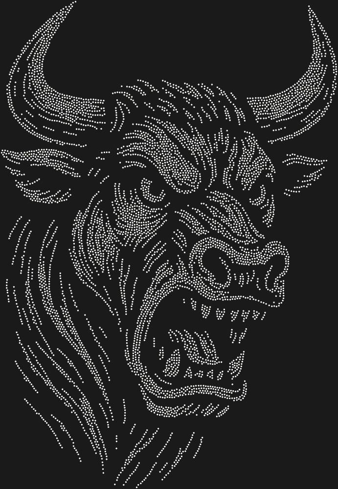 Трафарет Разъяренный бык (большое разрешение) — RHT_BULL3_SS6_CRYSTAL_AB