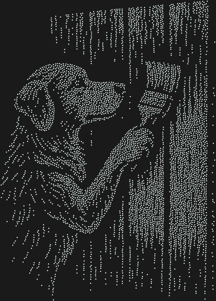 Трафарет The dog is painting the fence. — RHT_DOG7_SS3_CRYSTAL_AB_DMC