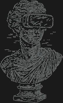 Rhinestone Numbers Stencil "Glitched Bust". 4564 rhinestones. A classic has entered the metaverse — a statue in VR glasses as if suspended between antiquity and a digital dream.