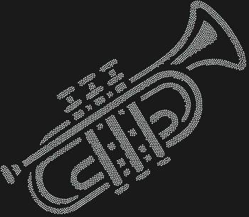 Рисунок из страз «Труба», созданный из 3547 искрящихся страз, оживит мелодию, что затихла в металле, рассыпав по ней мириады звёзд.