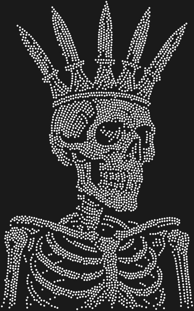 Трафарет Skeleton in a crown of knives — RHT_SCULL3_SS10_CRYSTAL_CLEAR
