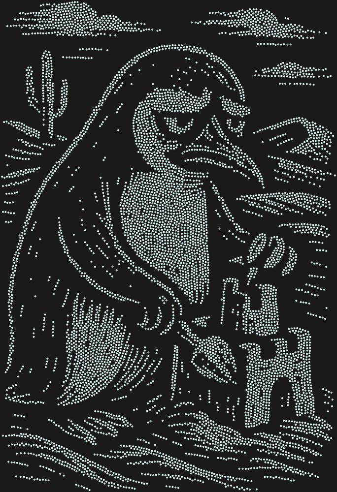 Трафарет A penguin in the desert — RHT_PENGUIN2_SS4_CRYSTAL_AB_DMC