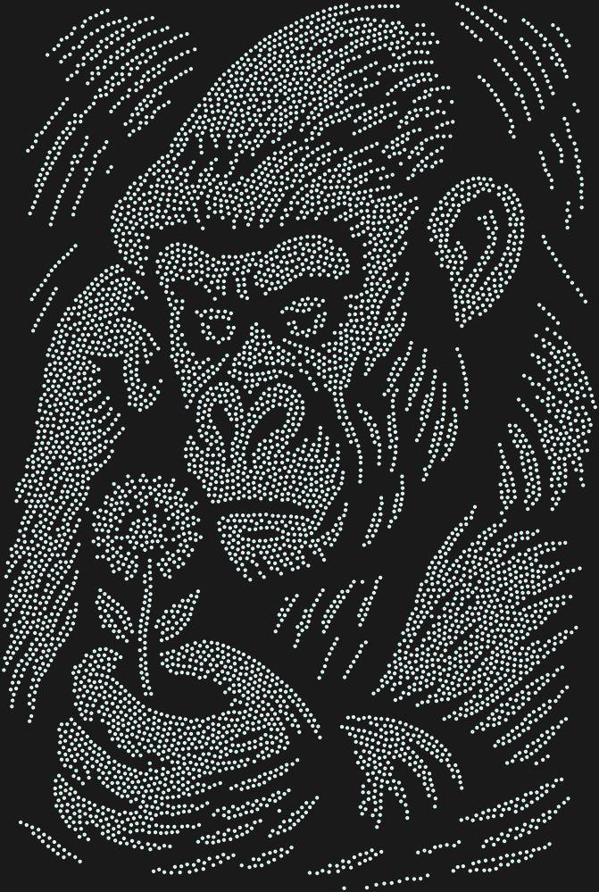 Трафарет Горилла и цветок — RHT_GORILLA1_SS8_CRYSTAL_AB_DMC