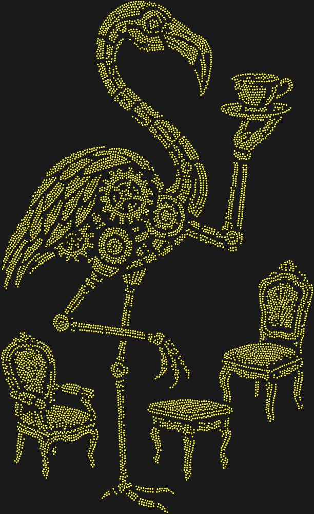 Трафарет Чаепитие механического фламинго — RHT_FLAMINGO2_SS16_OLIVE