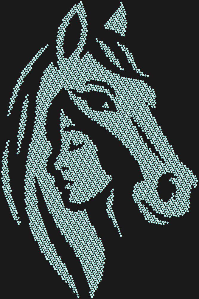 Трафарет Girl and horse — RHT_HORSEGIRL1_SS10_CRYSTAL_AB_DMC
