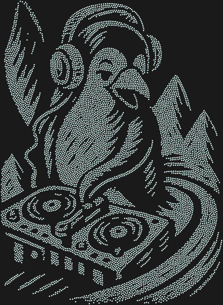 Трафарет DJ Penguin — RHT_PENGUINDJ1_SS12_CRYSTAL_AB_DMC