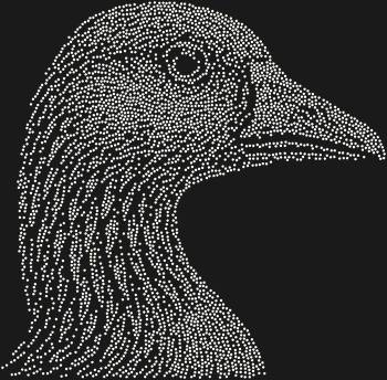 Rhinestone pattern "Goose". 3935 rhinestones. A graphic and recognizable profile with expressive feather lines - a serene image, filled with the symbolism of confidence and protection.