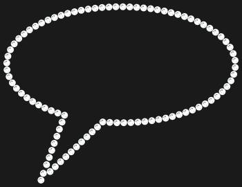 Rhinestone layout design "Speech Cloud." 94 rhinestones. The minimalist speech bubble is a stylish touch for original ideas and vibrant personalities ready to make a statement.