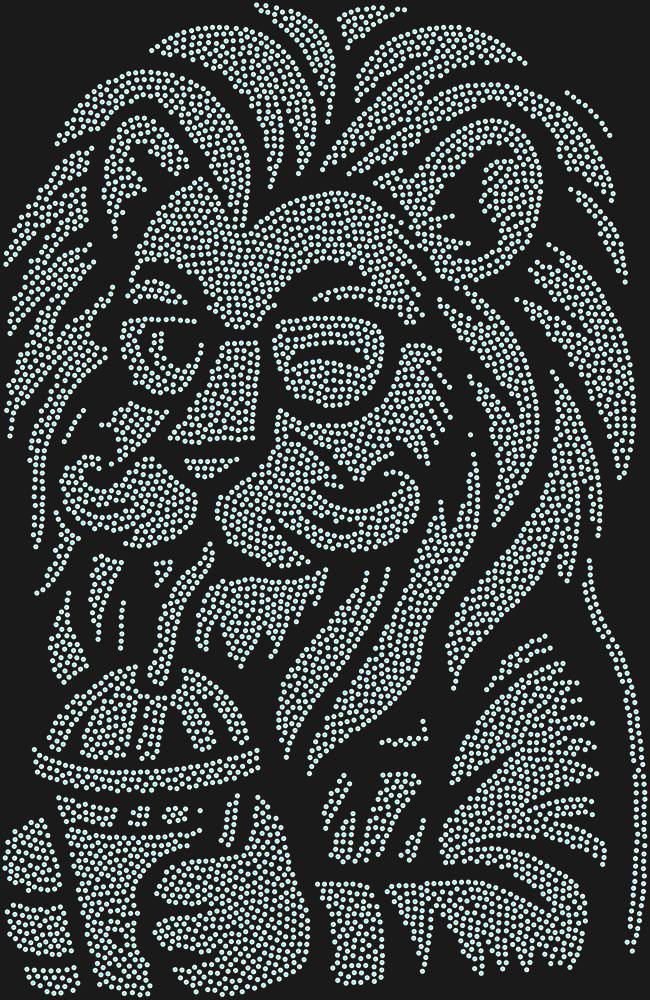 Трафарет Лев-хипстер — RHT_LIONHIPSTER1_SS12_CRYSTAL_AB_DMC