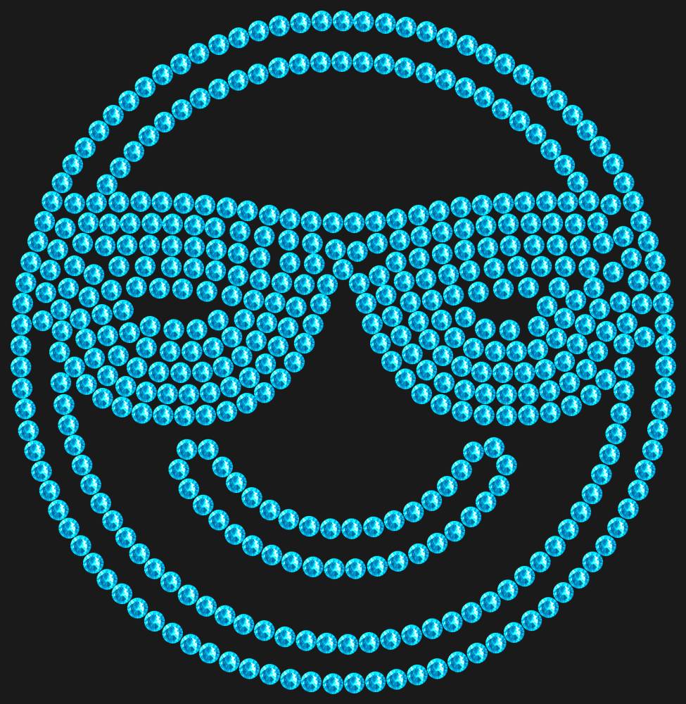 Трафарет Smiling face with sunglasses — RHT_SMILE3_SS10_AQUAMARINE