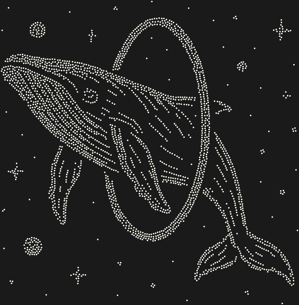 Трафарет Кит, прыгающий в обруч в космосе — RHT_WHALE1_SS20_CRYSTAL_AB