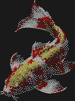 Рисунок из страз по номерам «Карп кои», 2268 мерцающих страз: пусть ваш дом наполнится безмятежным величием и нежным сиянием, принося удачу и процветание.