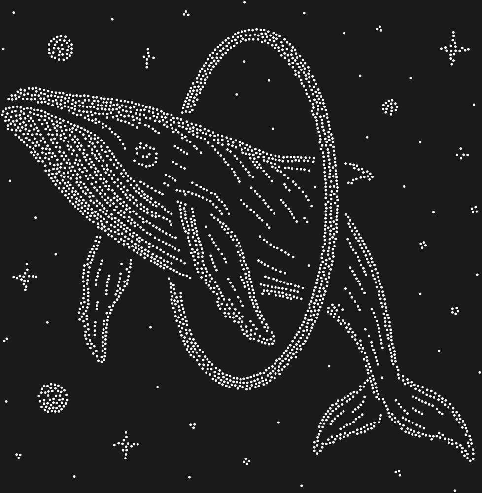 Трафарет Кит, прыгающий в обруч в космосе — RHT_WHALE1_SS12_CRYSTAL_CLEAR