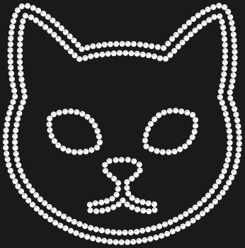 Rhinestone stencil "Cat", 374 rhinestones - a motif for decorating clothes and accessories with a light and friendly mood.