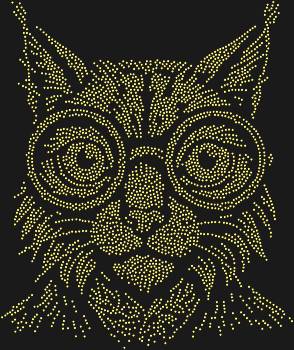 Original rhinestone stencil "Lynx in glasses". 3280 rhinestones. In her gaze, there's a mix of hunting instinct and intellectual superiority, like a professor of forest sciences.