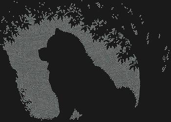 Силуэт чау-чау, словно нежный сон, оживает в мерцании 4854 страз, создавая невероятную картину уюта под сенью листвы.