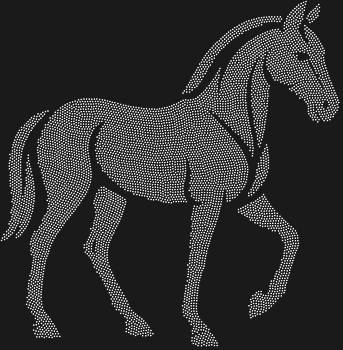 Трафарет из страз «Лошадь» с 6615 искрящимися гранями оживляет грацию и дух свободы, замирая в мгновении вечной красоты, что озарит любое пространство.