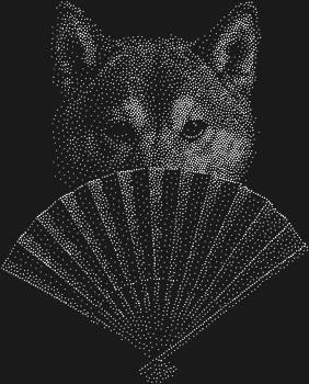 Сиба-ину с веером, украшенный %d сверкающими стразами, таит в себе загадку Востока, готовый расцвести волшебством на ваших вещах.