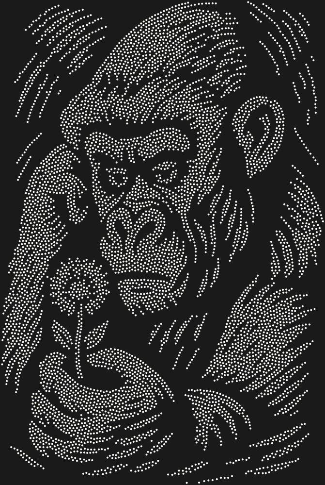 Трафарет Горилла и цветок — RHT_GORILLA1_SS3_CRYSTAL_AB