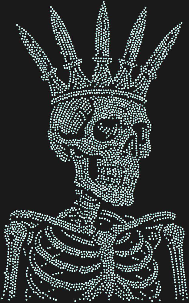 Трафарет Скелет в короне из ножей — RHT_SCULL3_SS16_CRYSTAL_AB_DMC