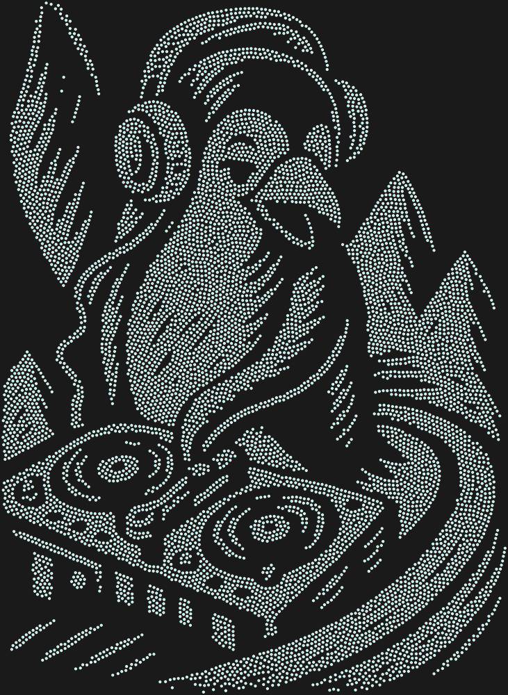 Трафарет Пингвин-диджей — RHT_PENGUINDJ1_SS6_CRYSTAL_AB_DMC