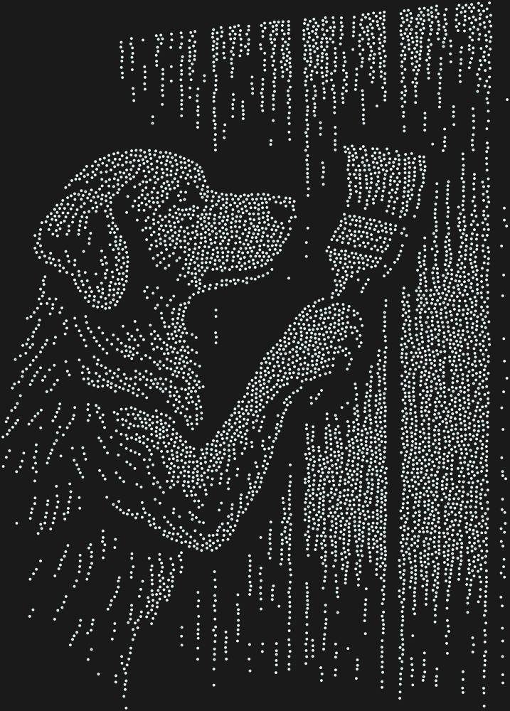 Трафарет The dog is painting the fence. — RHT_DOG7_SS4_CRYSTAL_AB_DMC