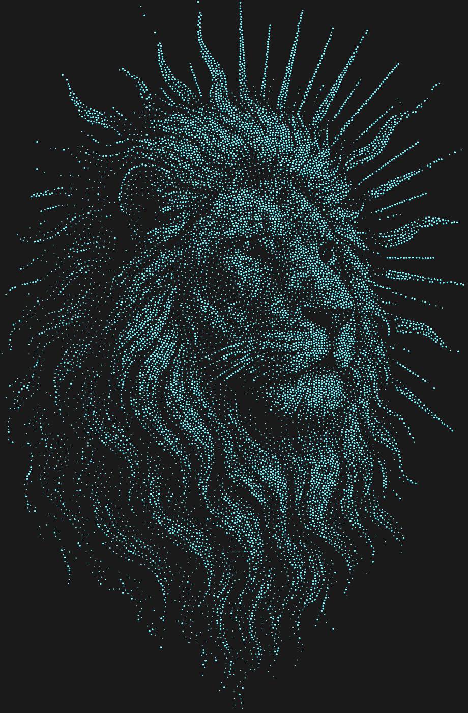 Трафарет Лев с развевающейся гривой — LIONSUN1