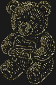 Трафарет из страз «Медведь с роялем» — это симфония из 5505 сверкающих страз, что оживляет плюшевого артиста, играющего мелодию грёз.