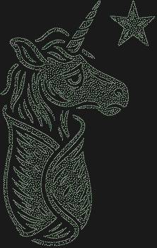 Рисунок из страз «Единорог в лаваше»: 4801 сверкающая искра словно шепчет историю о волшебстве и тайне, где каждый блик – это застывший миг грёз.