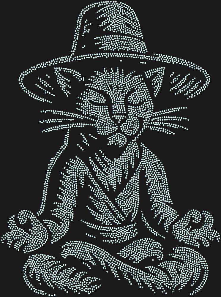 Трафарет Levitating cat in a hat — RHT_CATMEDITATE1_SS6_CRYSTAL_AB_DMC